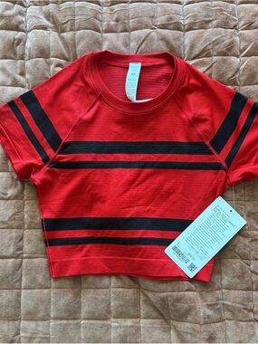 Red Striped Short Sleeve Top
